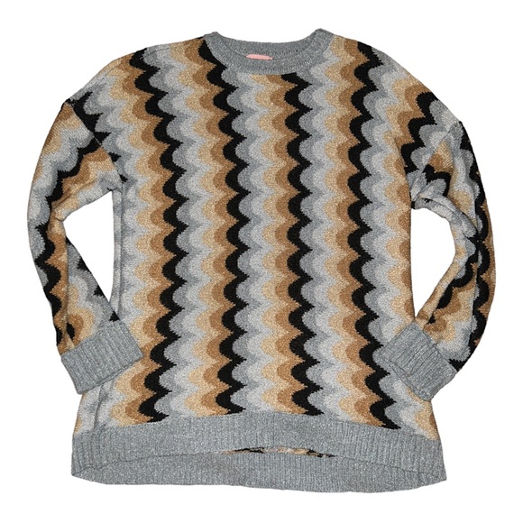 Show Me Your Mumu Retro Wave Knit Comfy Oversized Sweater Blue Size Medium - Picture 2 of 11